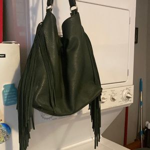 Modeluxe fringe vegan purse green